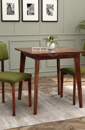 Camden 2 Seater Sheesham Wood Dining Set with Cushioned Chairs (Honey Finish)