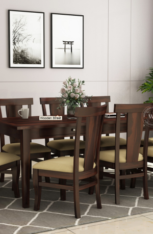 Mcbeth - Sofie 8 Seater Dining Set with Storage (Walnut Finish)