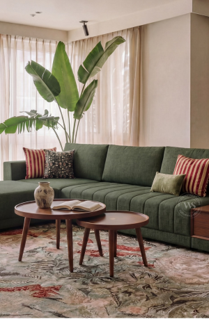Oasis L-Shape Left Aligned Sectional Sofa (Sage Green)