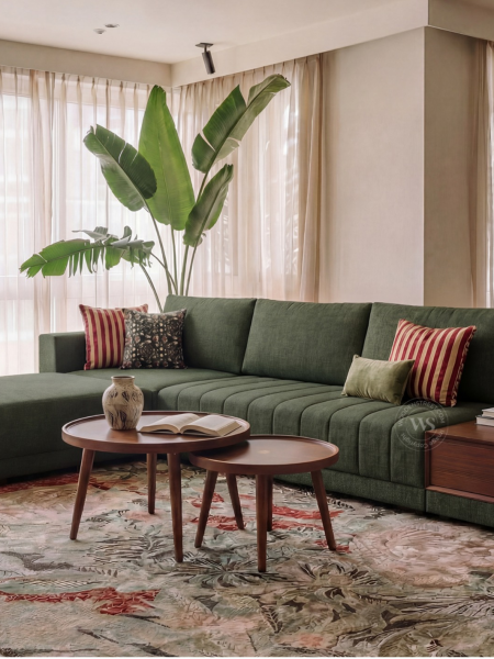Oasis L-Shape Left Aligned Sectional Sofa (Sage Green)