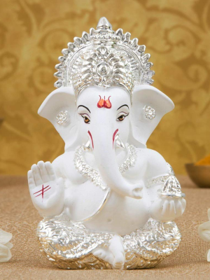 Gold Art India Silver Plated White Ganesha