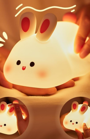 Cute Little Rabbit Touch Silicone Night Lamp