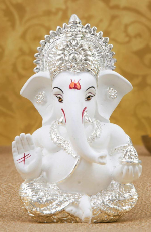 Gold Art India Silver Plated White Ganesha