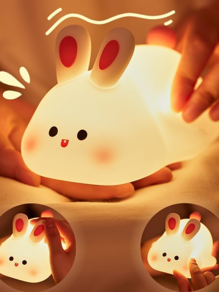 Cute Little Rabbit Touch Silicone Night Lamp