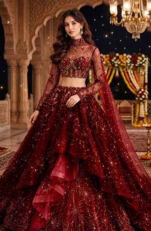 Royal Maroon Bridal Lehanga