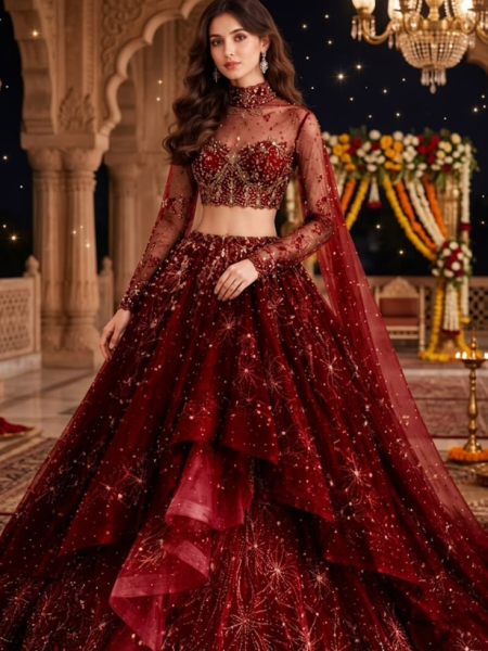 Royal Maroon Bridal Lehanga