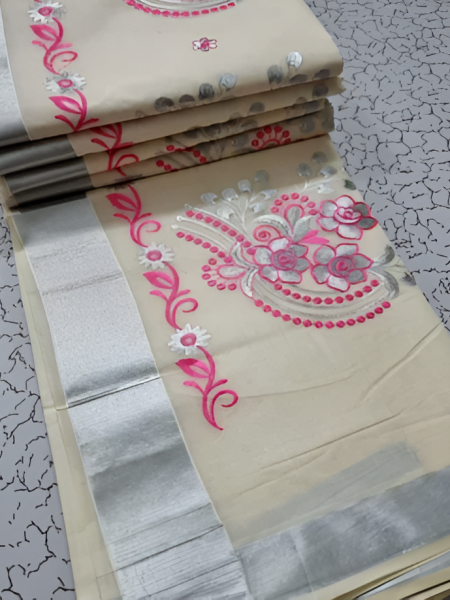 KERALA COTTON EMBROIDERY SAREE